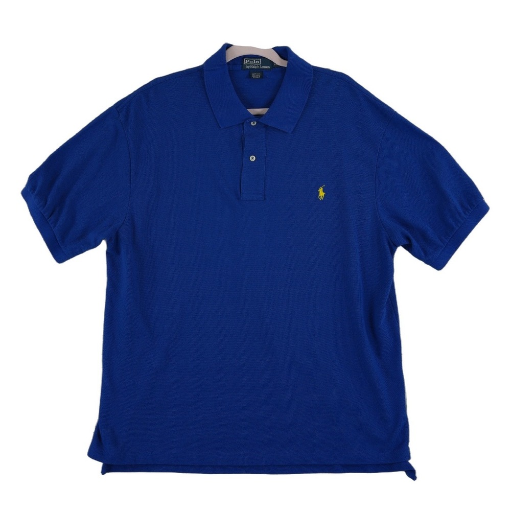 Ralph Lauren Polo Shirt Men's Size 1XB Royal Blue Yellow Pony 100% Cotton